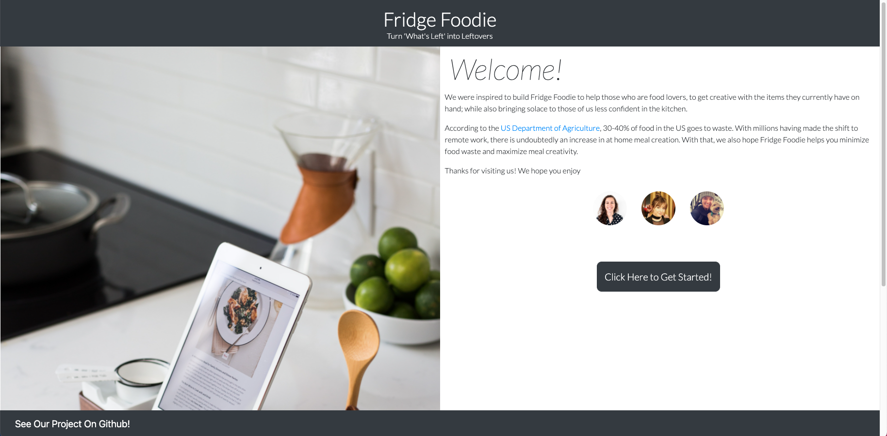 Fridge Foodie Application Preview